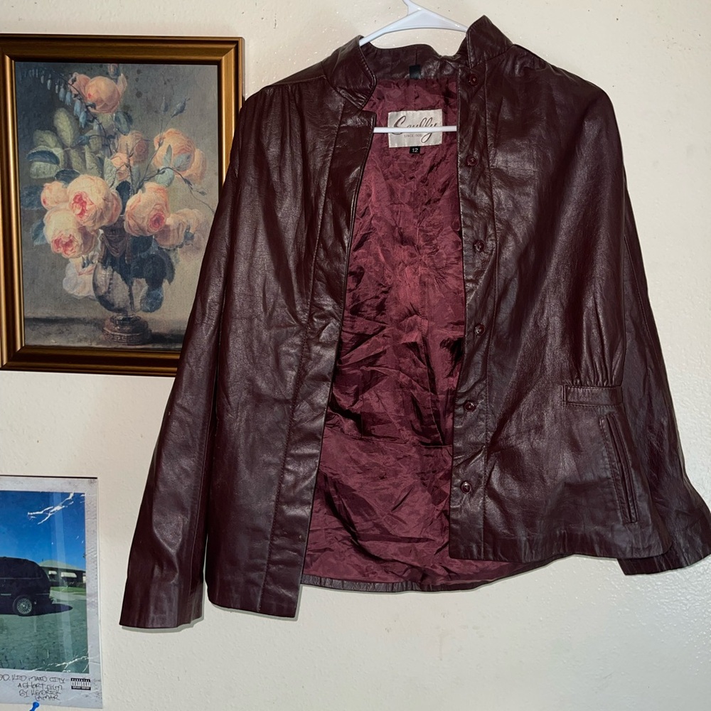 Leather jacket burgundy